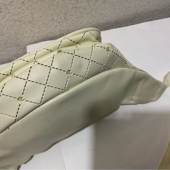 Loungefly Disney Logo Quilted White Cream Fanny Pack - Picture 3 of 10